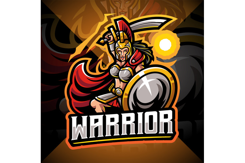 women-warrior-esport-mascot-logo-design