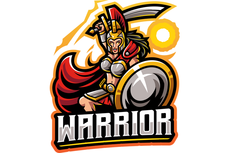 women-warrior-esport-mascot-logo-design