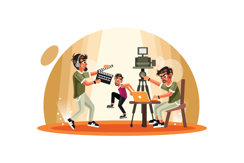 shooting-music-video-in-studio-vector-illustration