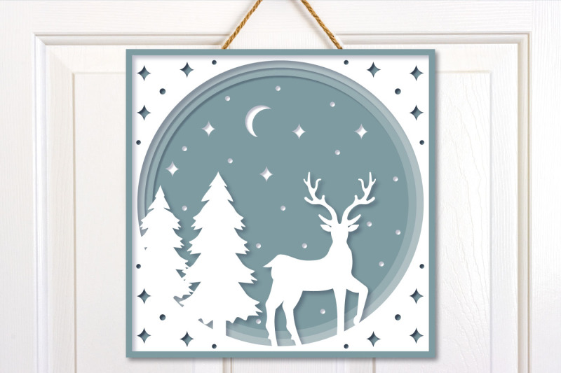 3d-greeting-card-christmas-deer-multi-layered-illustration