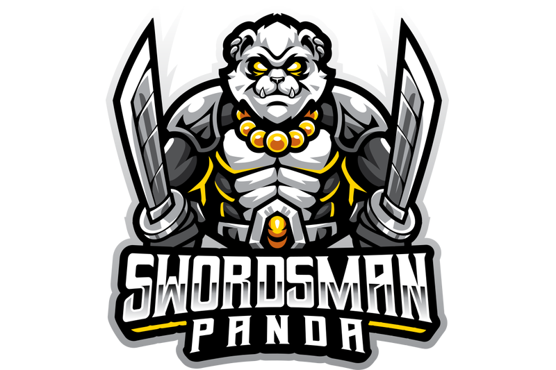 swordsman-panda-esport-mascot-logo-design