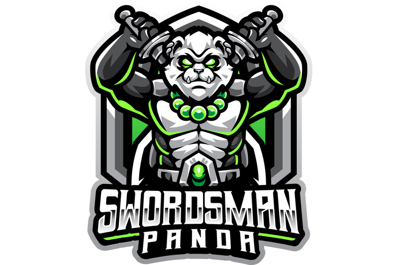 swordsman-panda-esport-mascot-logo-design