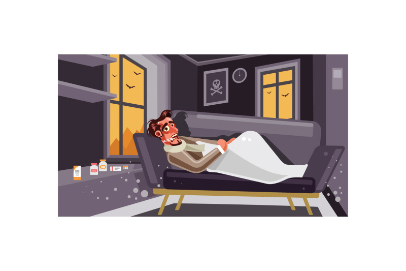 sick-man-lying-on-sofa-at-home-illustration