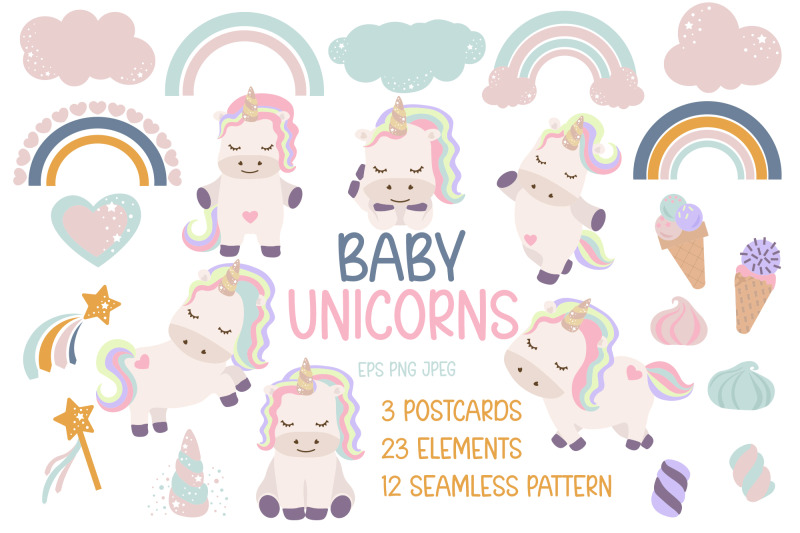 baby-unicorn-clipart-set