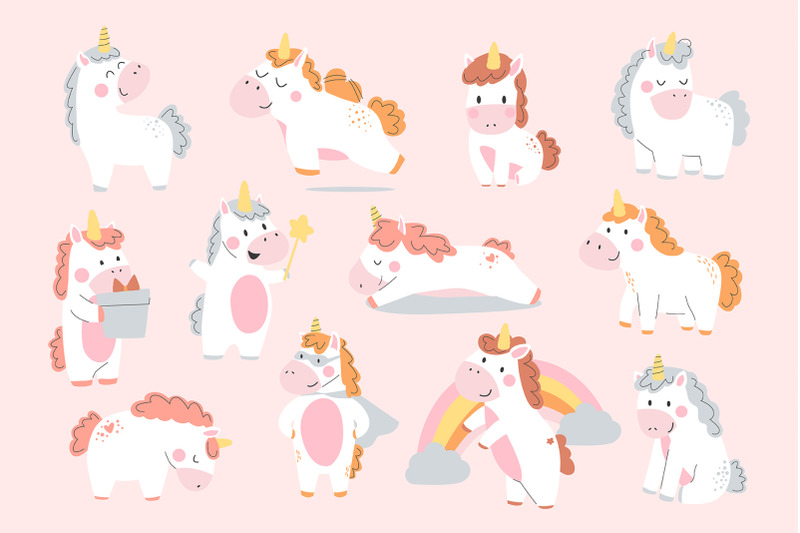 cute-unicorns-elements-collection