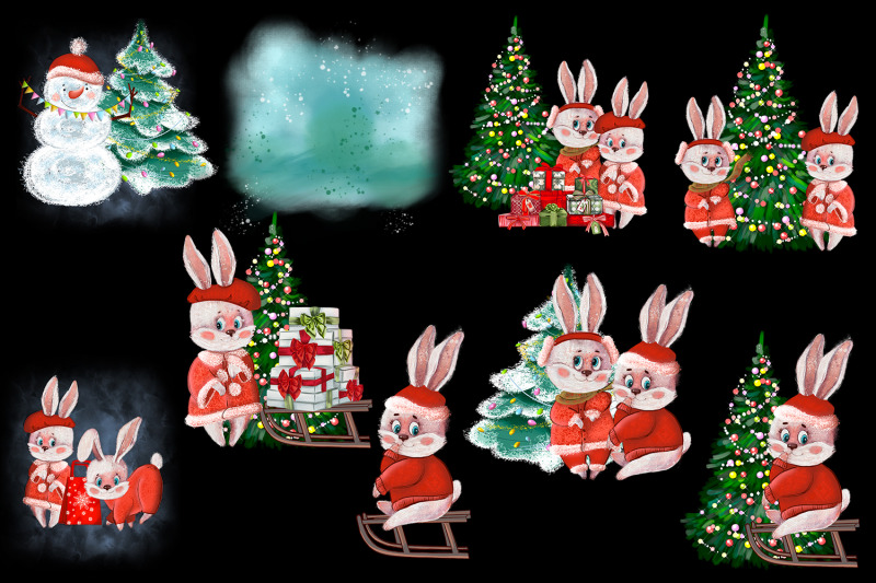 christmas-rabbit-sublimation-clipart-winter-watercolor-hare