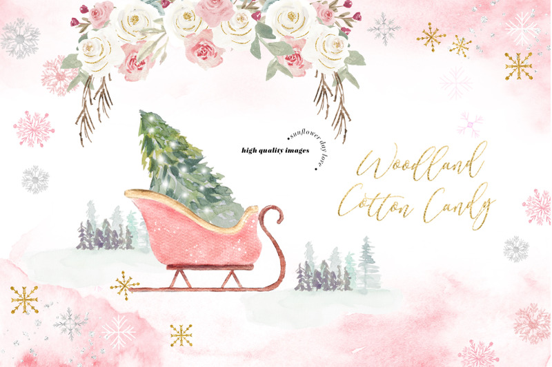 winter-woodland-cotton-candy-animals-clipart-christmas-mountain