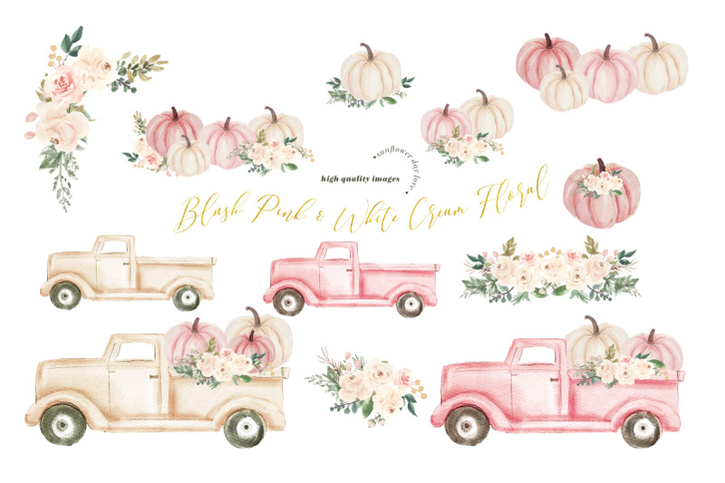 blush-pink-white-cream-autumn-pumpkin-truck-clipart