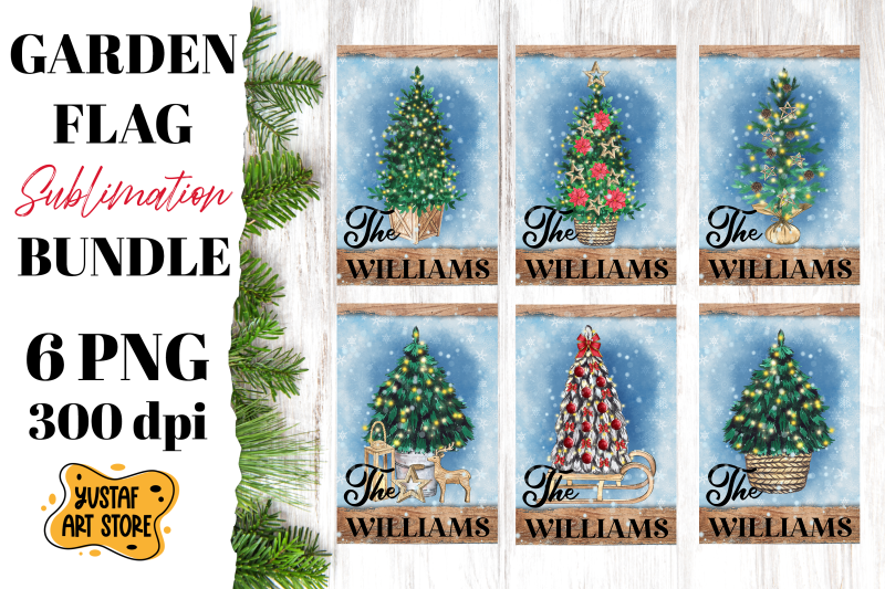 christmas-tree-garden-flag-sublimation-bundle-family-design