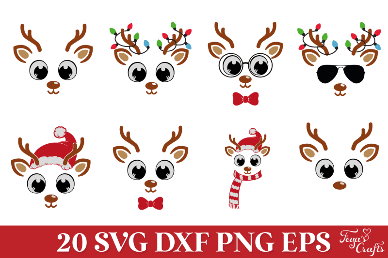 reindeer-faces-svg-pack