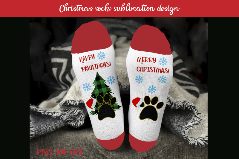 christmas-socks-sublimation-christmas-paws-png