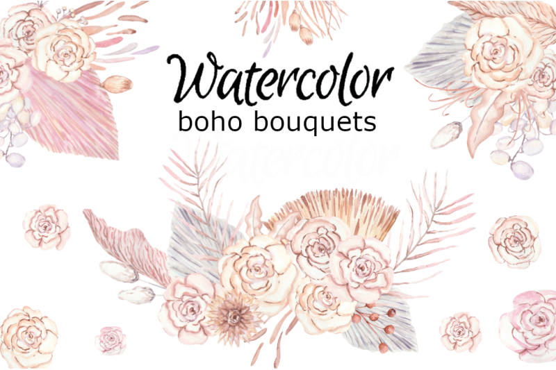 boho-bouquets-watercolor-clipart