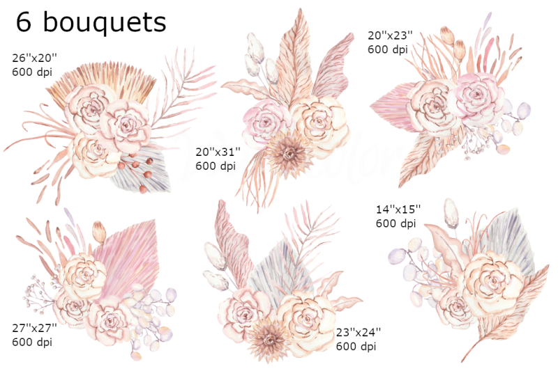 boho-bouquets-watercolor-clipart