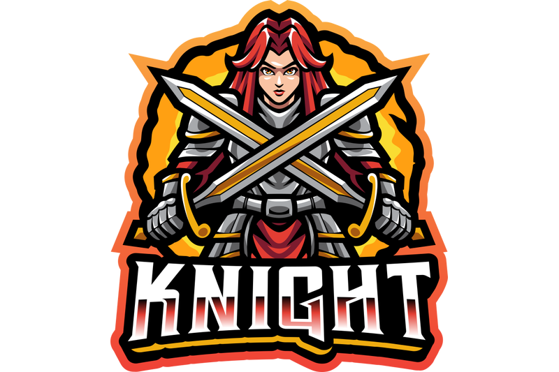 women-knight-esport-mascot-logo-design