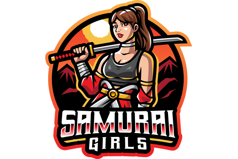 samurai-girls-esport-mascot-logo-design