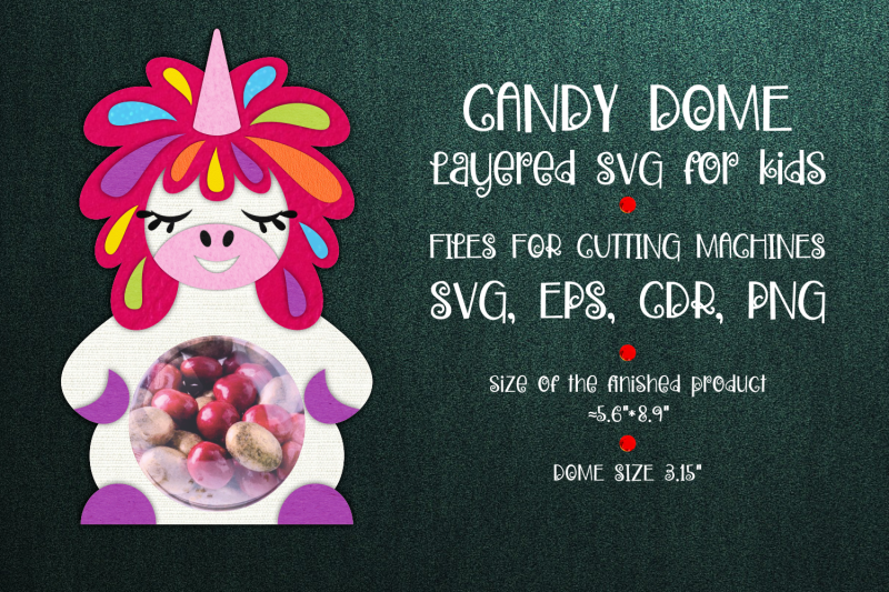 unicorn-candy-dome-paper-craft-template