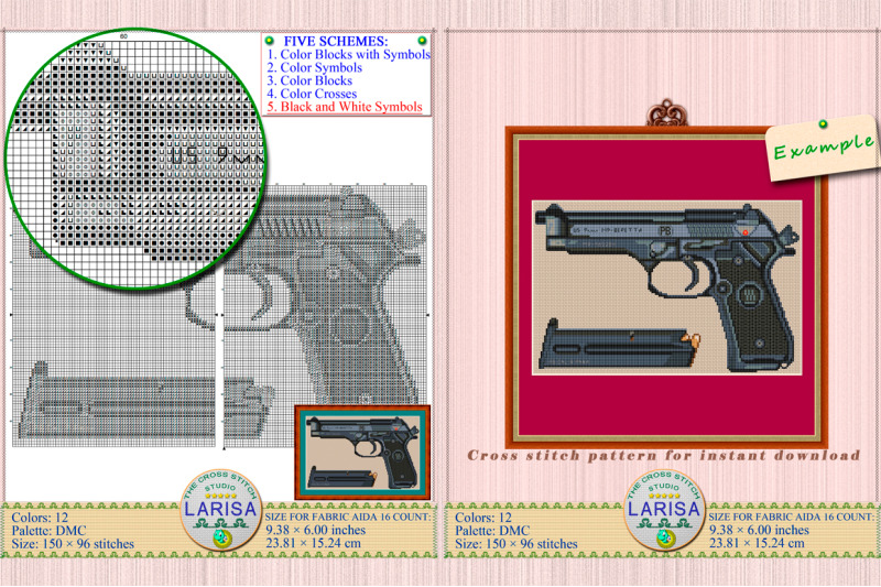 pistol-cross-stitch-pattern-beretta-m9