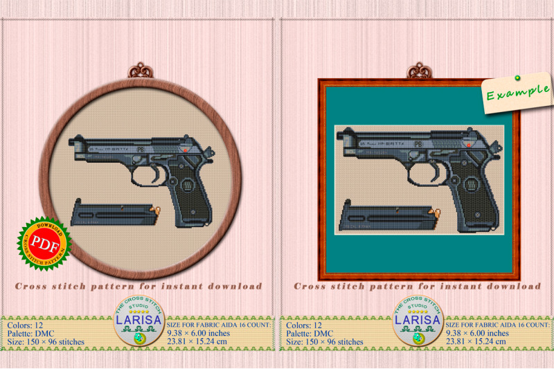 pistol-cross-stitch-pattern-beretta-m9