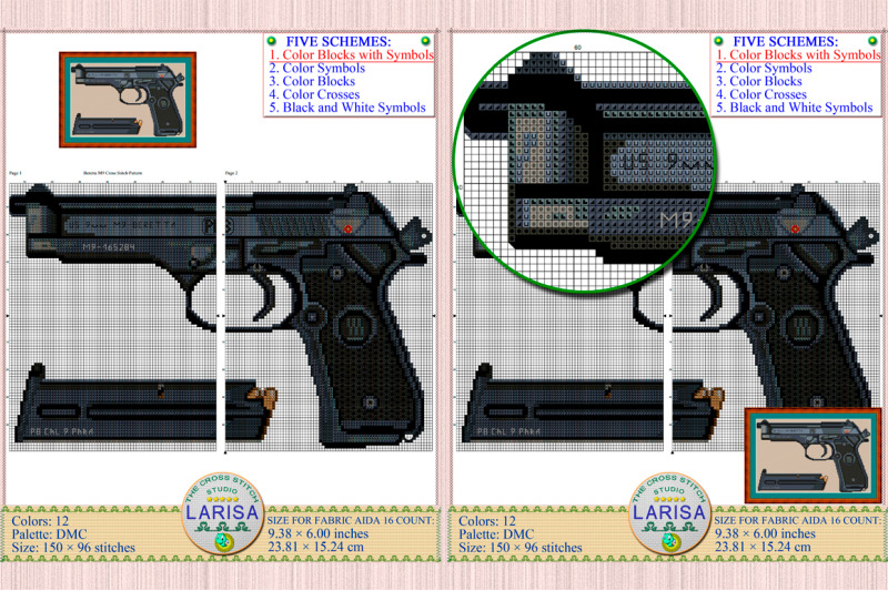 pistol-cross-stitch-pattern-beretta-m9