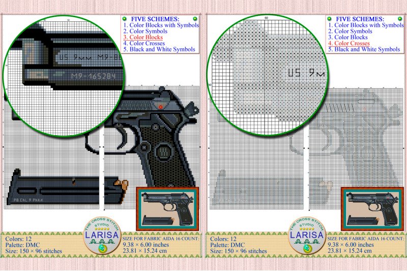 pistol-cross-stitch-pattern-beretta-m9