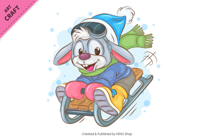 cartoon-bunny-sledding-clipart