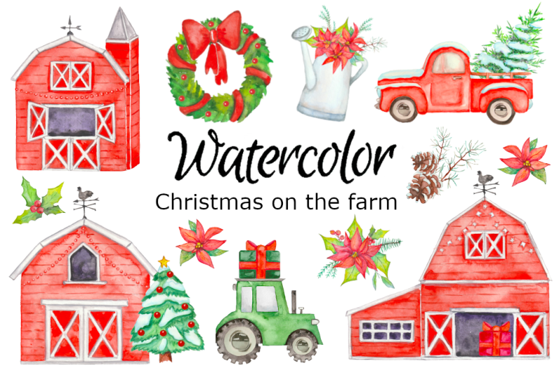 christmas-farm-watercololor-clipart