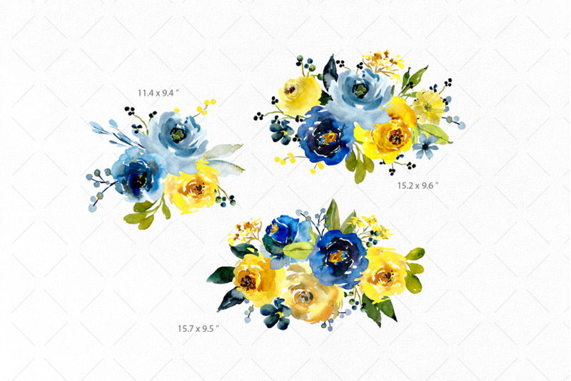 watercolor-blue-amp-yellow-flowers-png