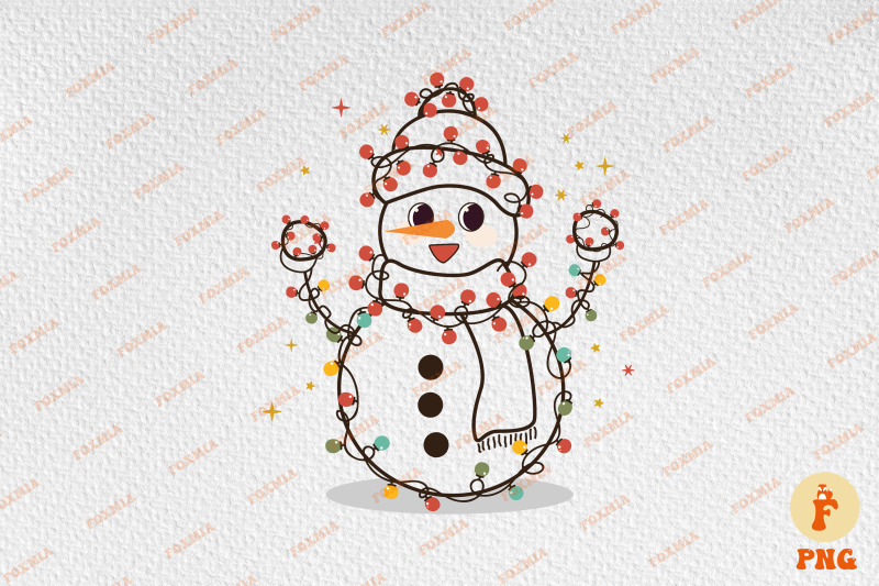 cute-snowman-christmas-lights-retro-xmas