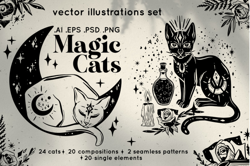 magic-cats-vector-illustrations-clipart