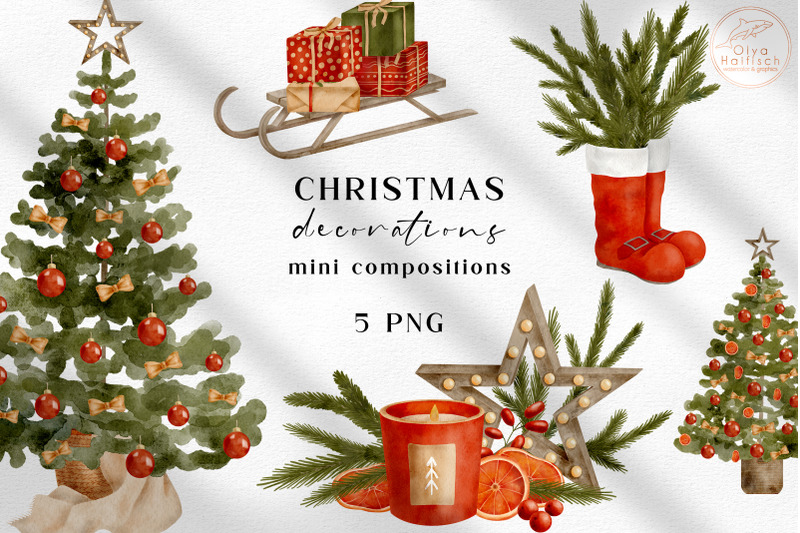 watercolor-christmas-clipart-christmas-tree-winter-decor-png