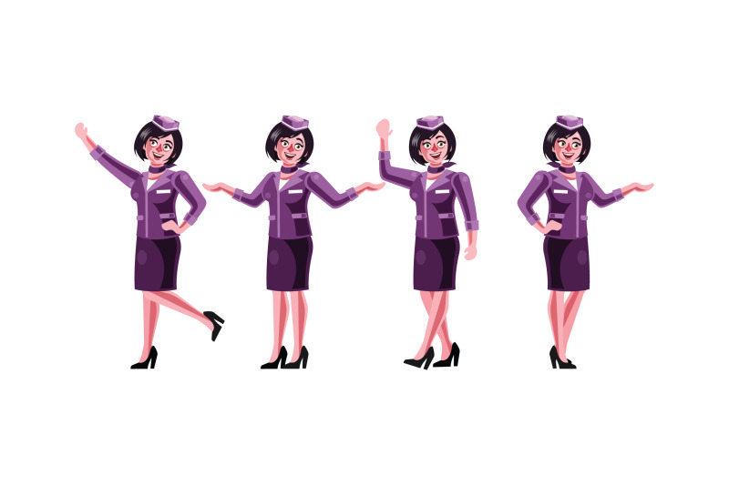 stewardess-character-graphics-vector-illustration