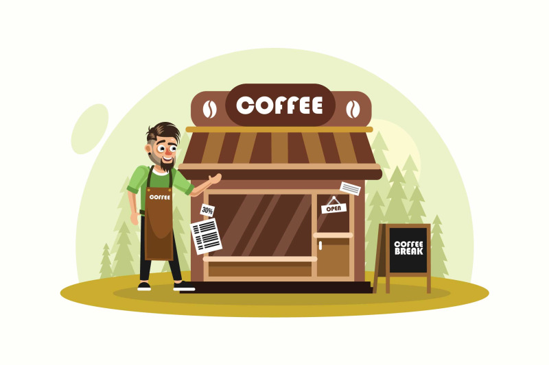 street-coffee-shop-vector-illustration