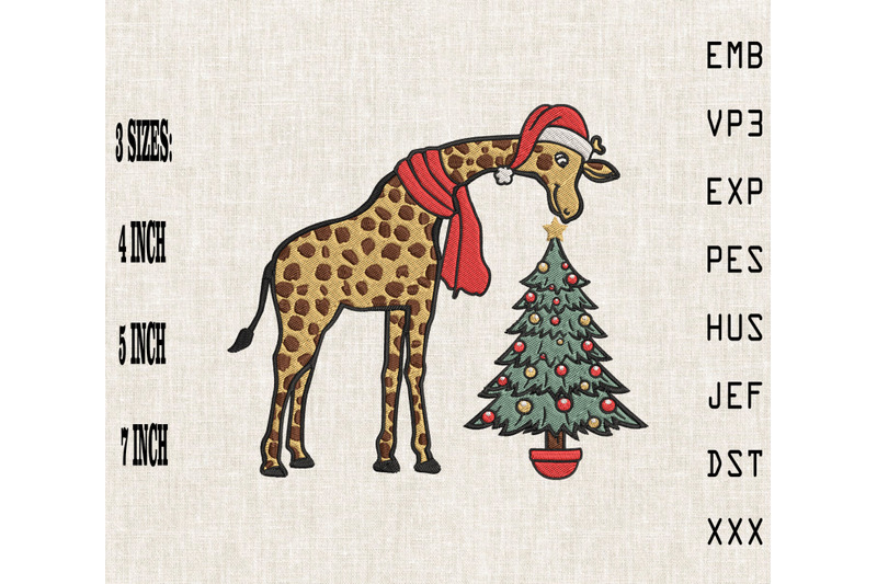 cute-giraffe-eating-christmas-tree-retro-embroidery