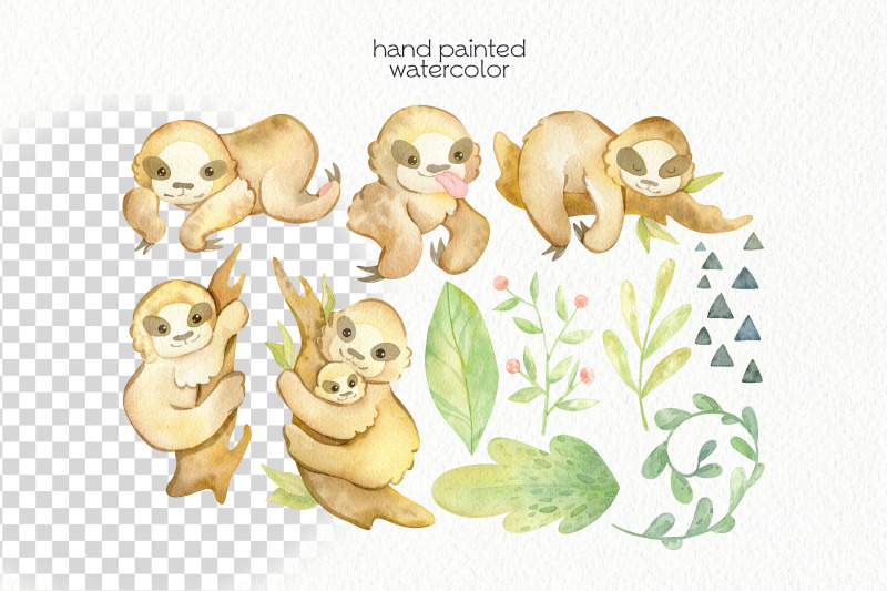 watercolor-sloth-clipart-png-files