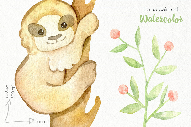 watercolor-sloth-clipart-png-files