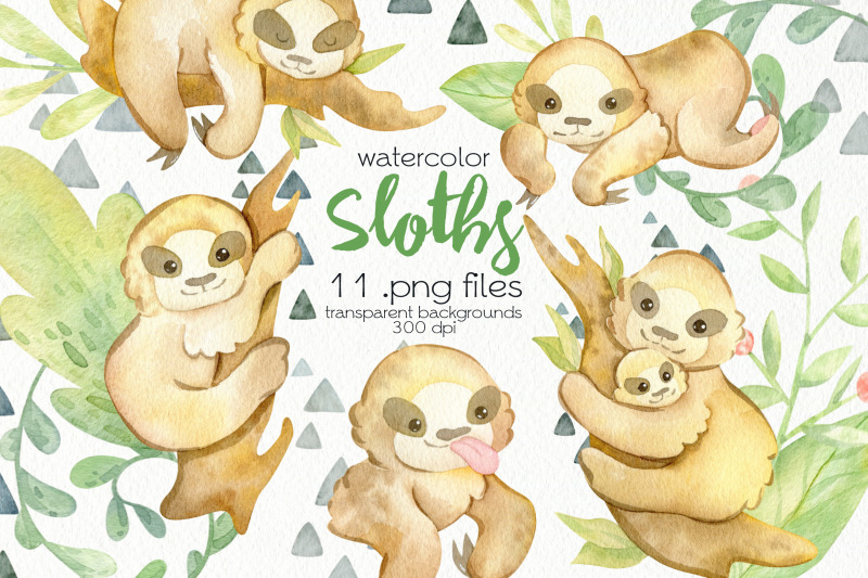 watercolor-sloth-clipart-png-files