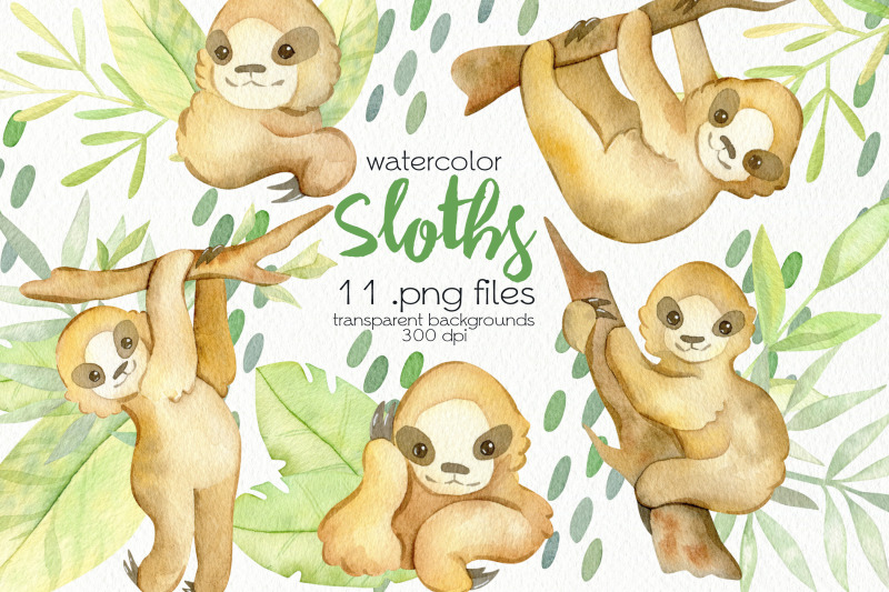 watercolor-sloth-clipart-png-files