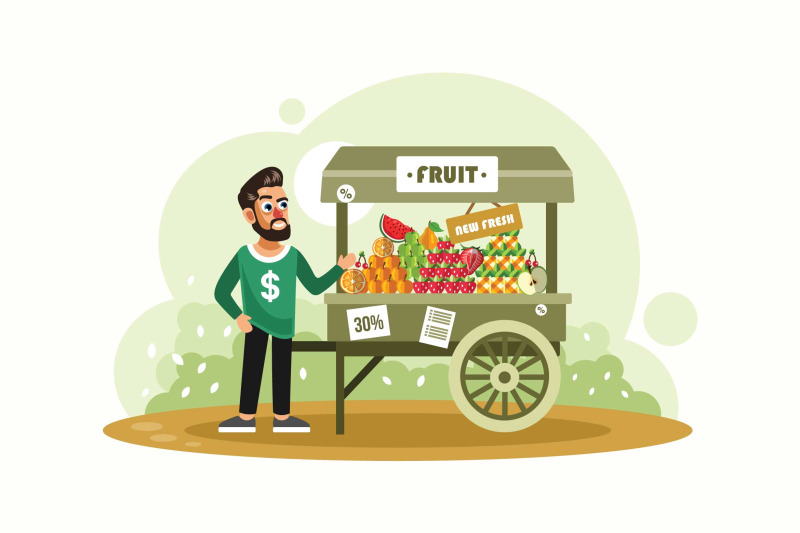 street-fruit-seller-vector-illustration