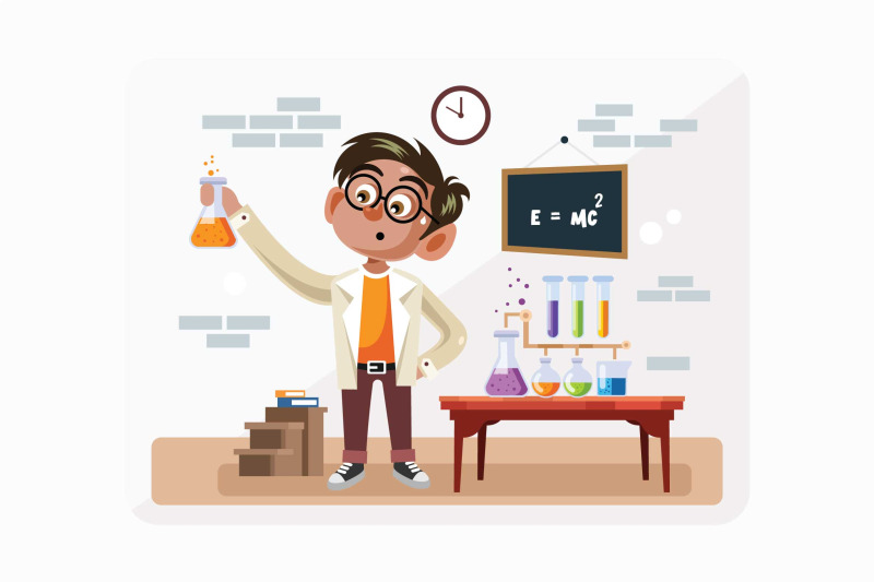 student-in-science-class-vector-illustration