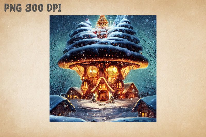 cozy-mushroom-house-happy-christmas