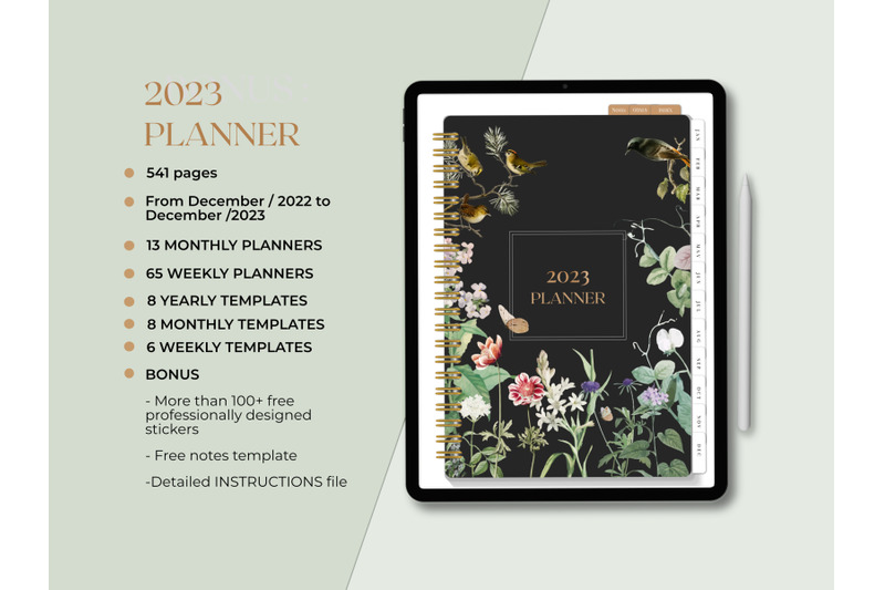 2023-digital-planner-botanical-theme-goodnotes-planner-2023-planne