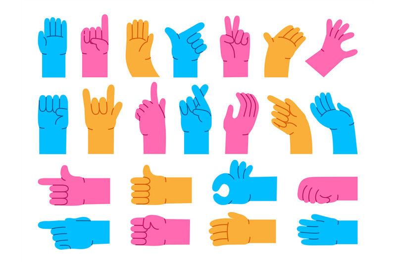 cartoon-hand-gestures-different-abstract-arms-color-pointing-hands