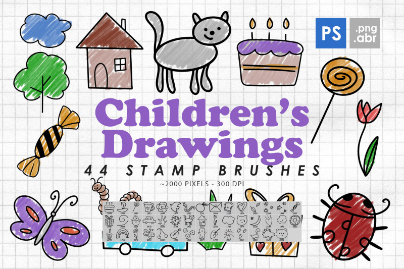 44-children-039-s-drawings-photoshop-stamp-brushes
