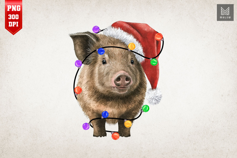 cute-wild-pig-in-santa-hat-christmas