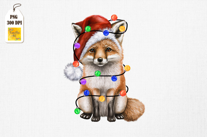 watercolor-fox-in-santa-hat-christmas