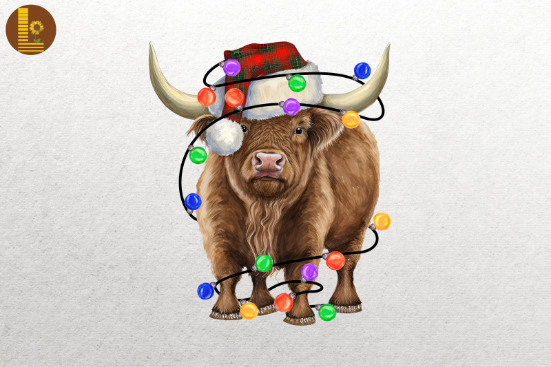 cute-buffalo-watercolor-happy-christmas