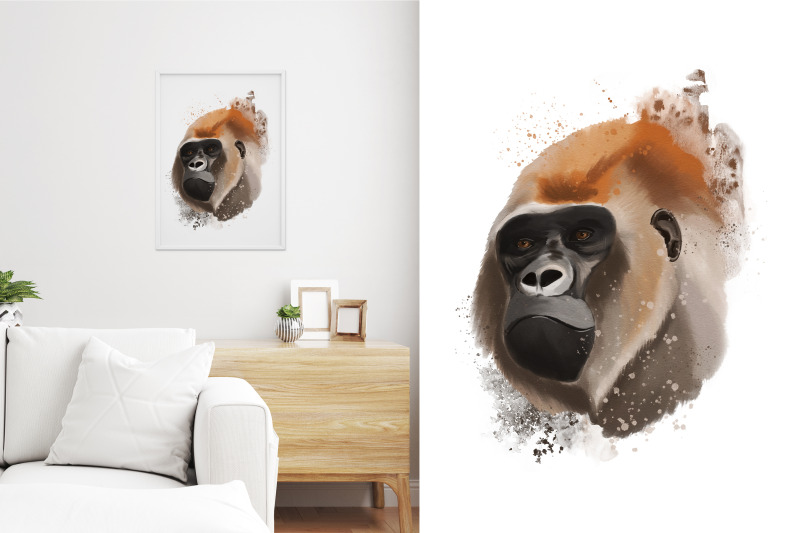 watercolor-gorilla-painting-animal-print-art-sublimation