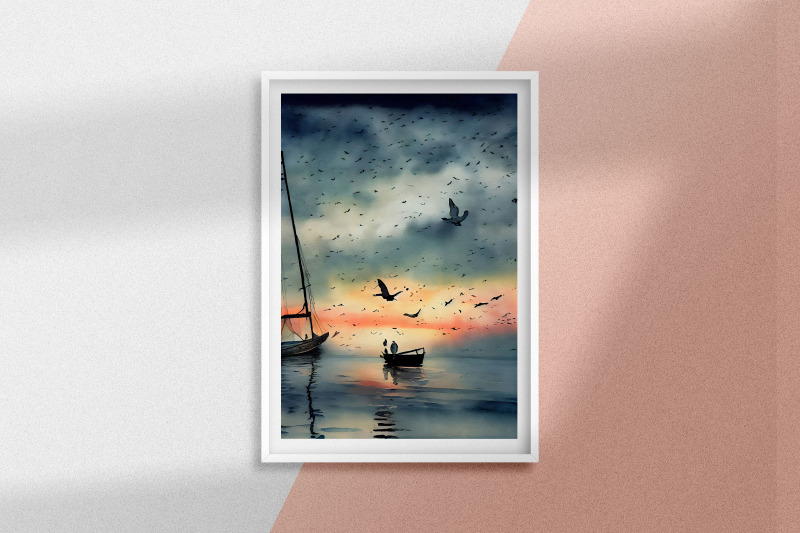 dawn-on-the-sea-watercolor-background-bundle