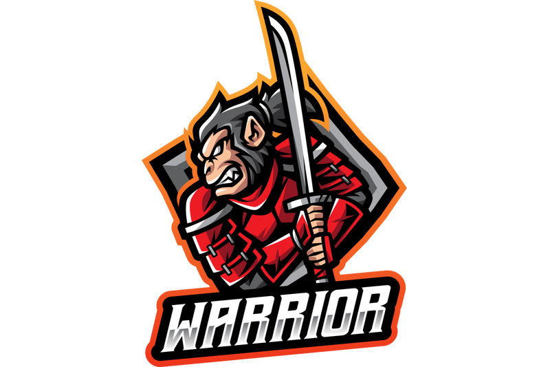 monkey-warrior-esport-mascot-logo-design