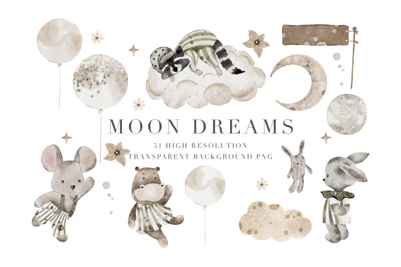 moon-dreams-watercolor-clipart-set